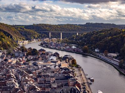 View of Dinant and the Meuse valley in Wallonia
